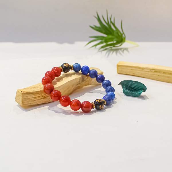 Lapis Lazuli & Red Carnelian Healing Bracelet - Creativity & Communication 2