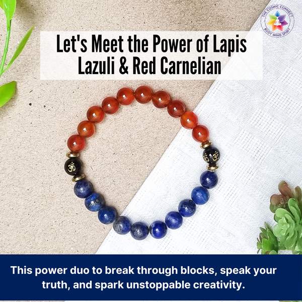 Lapis Lazuli & Red Carnelian Healing Bracelet - Creativity & Communication 4
