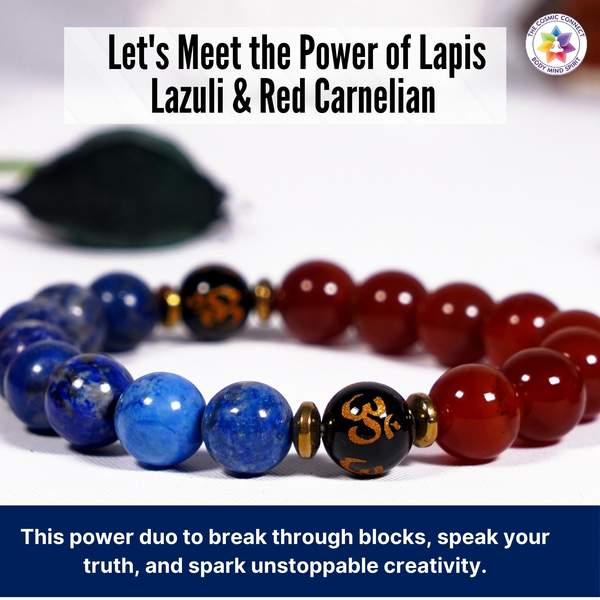 Lapis Lazuli & Red Carnelian Healing Bracelet - Creativity & Communication 5