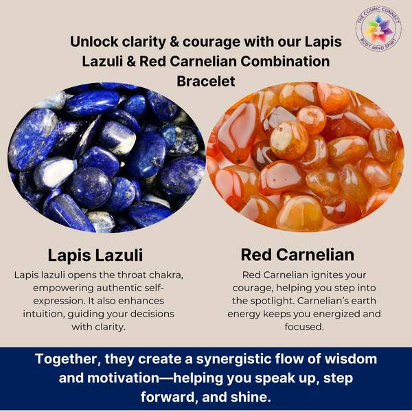 Lapis Lazuli & Red Carnelian Healing Bracelet - Creativity & Communication 6