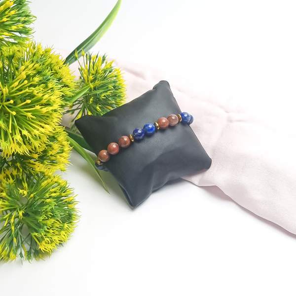 Lapis Lazuli & Red Jasper Bracelet for Inner Peace, & Courage | 8mm Beads