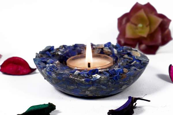Lapis Lazuli T-Light Candle Holder Illuminate Your Space with Tranquility