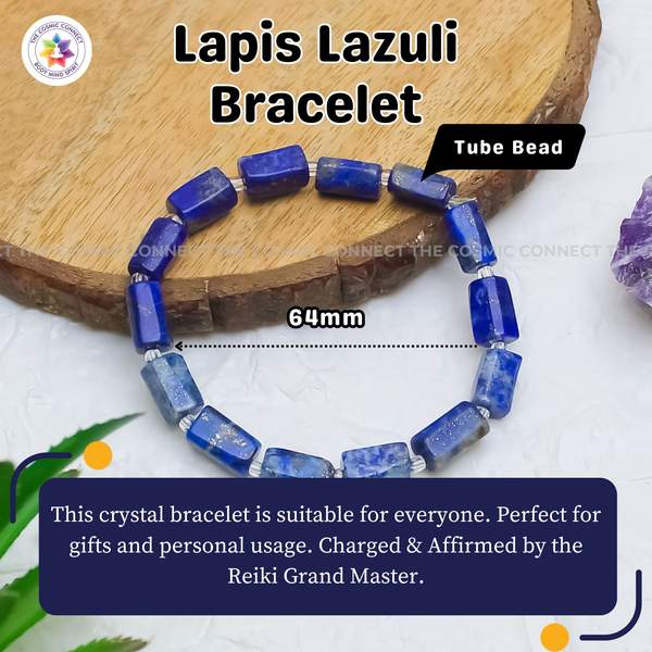 Lapis Lazuli Tube Healing Bracelet Unlock Inner Wisdom 4