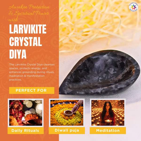 Larvikite Crystal Diya for Home, Temple & Diwali Gifts 3