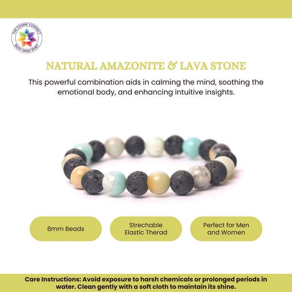 Lava and Amazonite Crystal Bracelet for Enhance Calmness and Promote Grounding 2