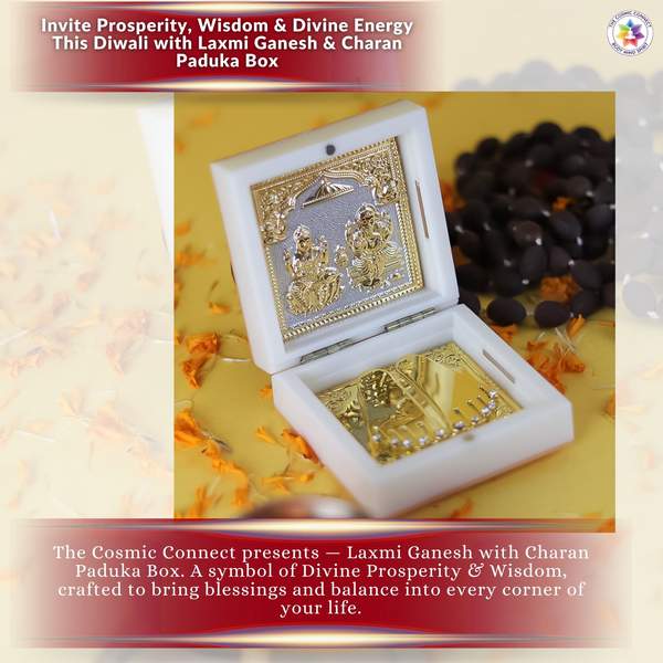 Laxmi Ganesh with Charan Paduka Box Idol for Diwali Gift, Home Temple & Office 3