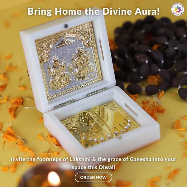 Laxmi Ganesh with Charan Paduka Box Idol for Diwali Gift, Home Temple & Office 8