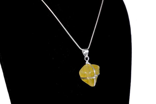 Lemon Quartz Raw Silver Pendant for Clarity & Prosperity 2