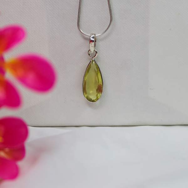 Lemon Quartz Silver Pendant for Clarity & Positivity 3