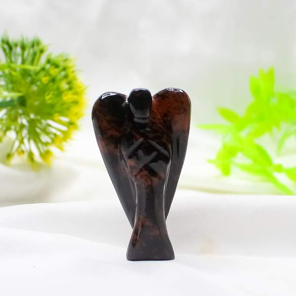 Mahogany Obsidian Crystal Angel for Strength, Protection
