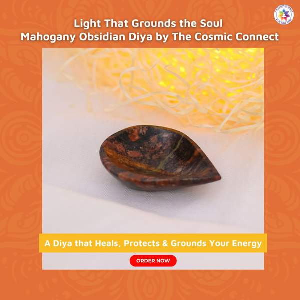 Mahogany Obsidian Crystal Diya for Home, Temple & Prosperity Rituals 8