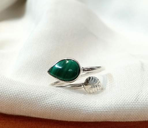 Malachite Adjustable Silver Ring Embrace Transformation and Healing