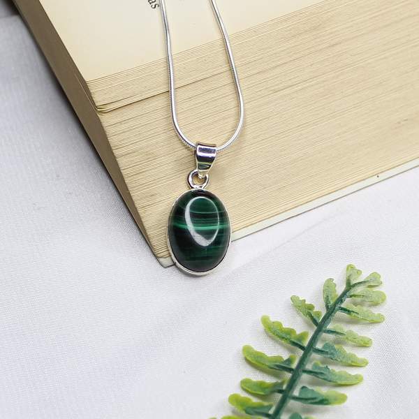 Malachite Silver Pendant for Transformation & Healing