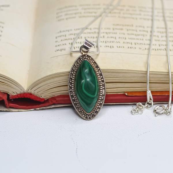 Malachite Silver Pendant for Transformation & Healing 3