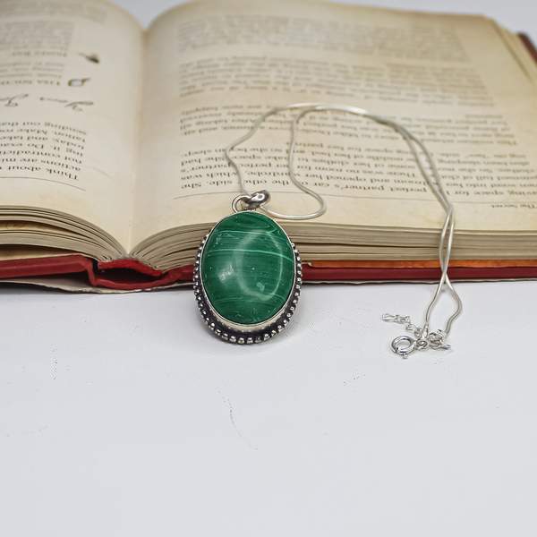 Malachite Silver Pendant for Transformation & Healing 4