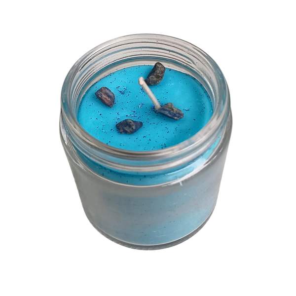 Meditation Manifestation Candle with Lapis Lazuli Crystal