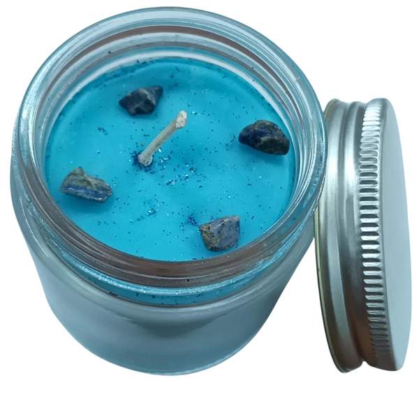Meditation Manifestation Candle with Lapis Lazuli Crystal 2
