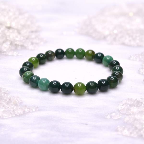 Moss Agate Healing Bracelet - Harmony & Stability | 8mm Beads