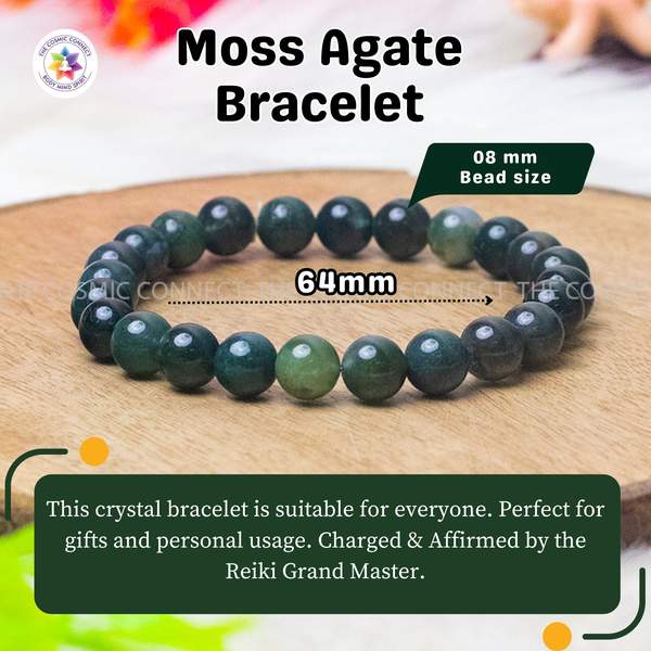 Moss Agate Healing Bracelet - Harmony & Stability | 8mm Beads 5