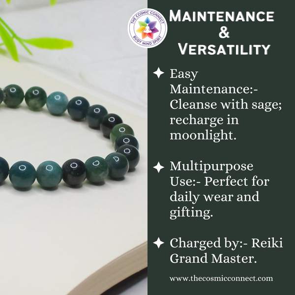 Moss Agate Healing Bracelet - Harmony & Stability | 8mm Beads 6