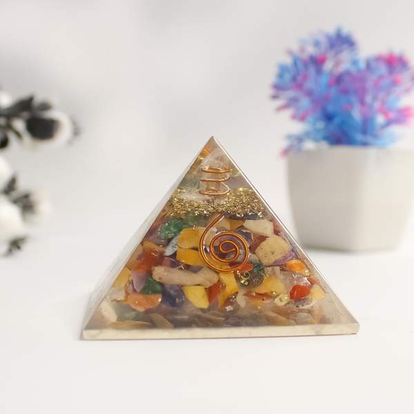 Multi-Stone Orgone Pyramid for Balance, Protection & Holistic Healing