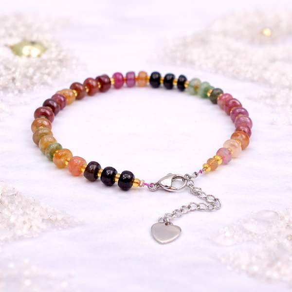 Multi-Tourmaline Raw Crystal Bracelet for Protection, & Chakra Balancing
