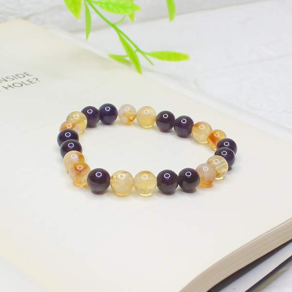 Natural Amethyst and Citrine Bracelet Attract Money & Creativity
