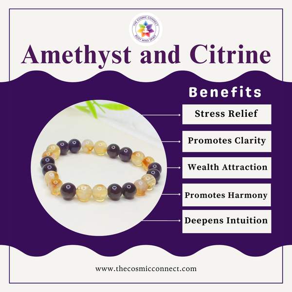 Natural Amethyst and Citrine Bracelet Attract Money & Creativity 2
