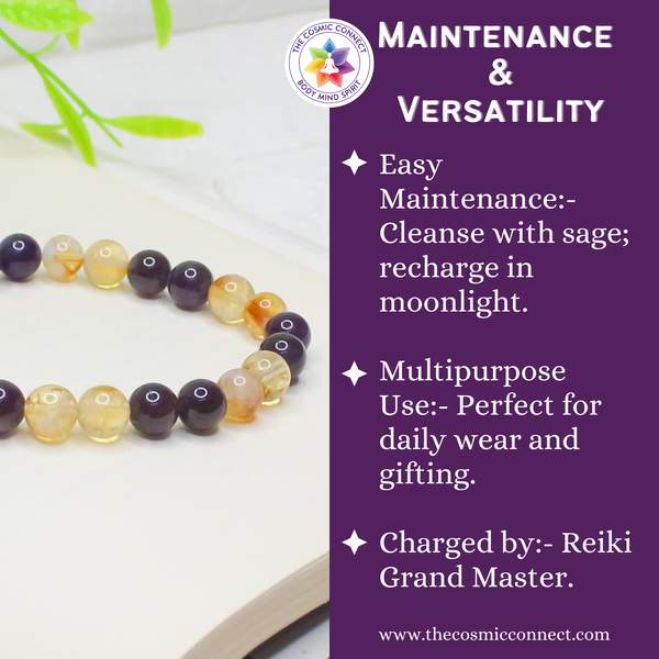 Natural Amethyst and Citrine Bracelet Attract Money & Creativity 4