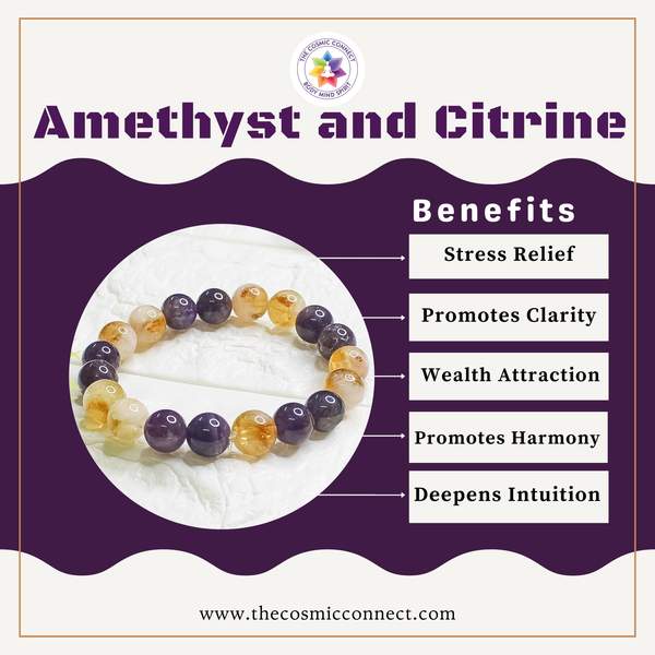 Natural Amethyst and Citrine Bracelet Attract Money & Creativity 6