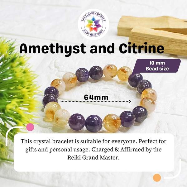 Natural Amethyst and Citrine Bracelet Attract Money & Creativity 7