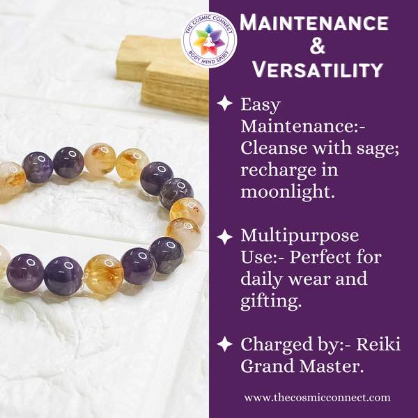 Natural Amethyst and Citrine Bracelet Attract Money & Creativity 8