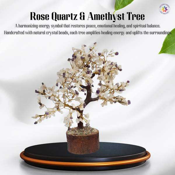 Natural Amethyst & Rose Quartz Tree for Healing, Love, and Balance 3
