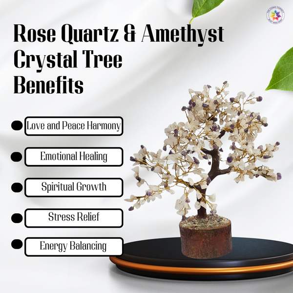 Natural Amethyst & Rose Quartz Tree for Healing, Love, and Balance 4