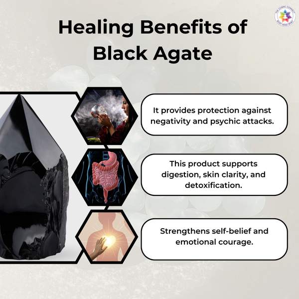 Natural Black Agate Healing Bracelet – Protection, Balance & Emotional Strength 9