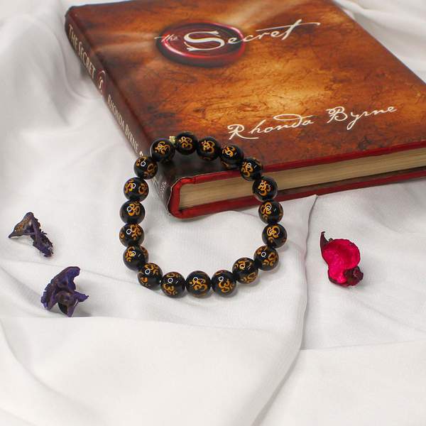 Natural Black Obsidian Om Healing Bracelet – Protection, Grounding 6