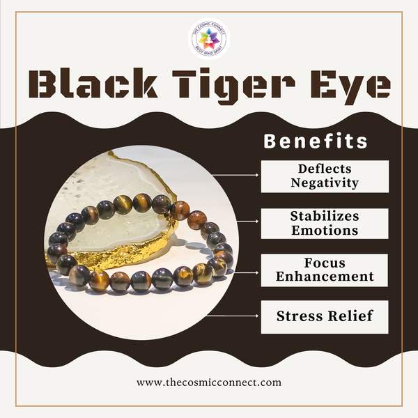 Natural Black Tiger Eye Healing Bracelet - Strength & Protection 3