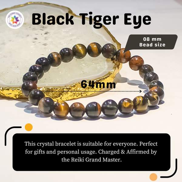 Natural Black Tiger Eye Healing Bracelet - Strength & Protection 4