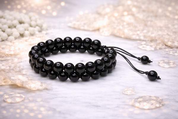 Natural Black Tourmaline Threaded Healing Bracelet – Ultimate Protection