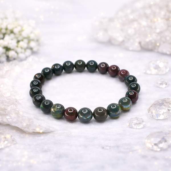 Natural Bloodstone Healing Bracelet - Vitality, Strength & Grounding