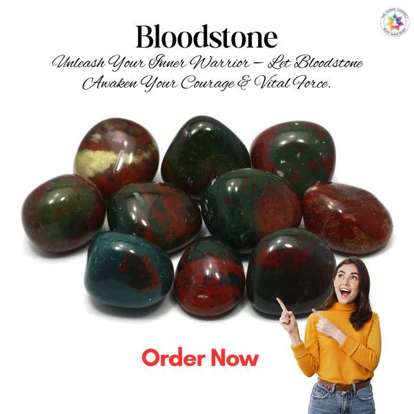 Natural Bloodstone Healing Bracelet - Vitality, Strength & Grounding 10