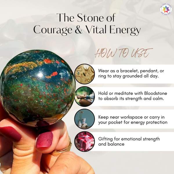 Natural Bloodstone Healing Bracelet - Vitality, Strength & Grounding 7