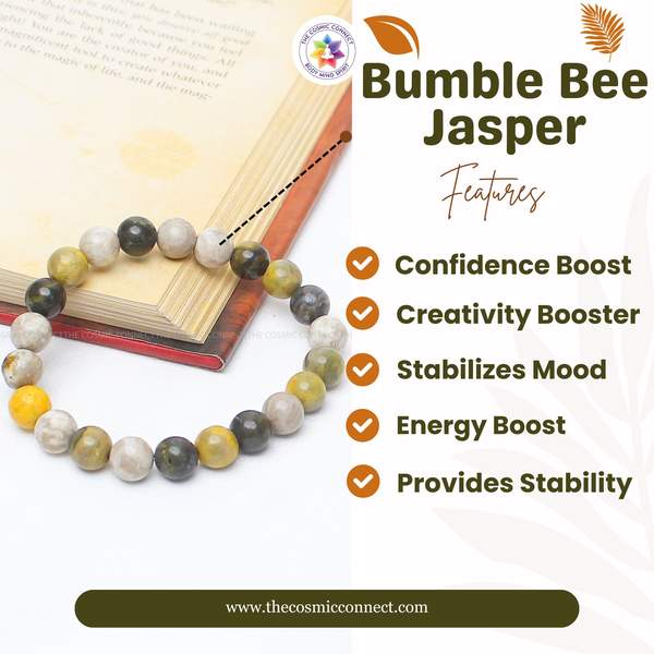 Natural Bumble Bee Jasper Healing Bracelet – Ignite Confidence, Creativity 3