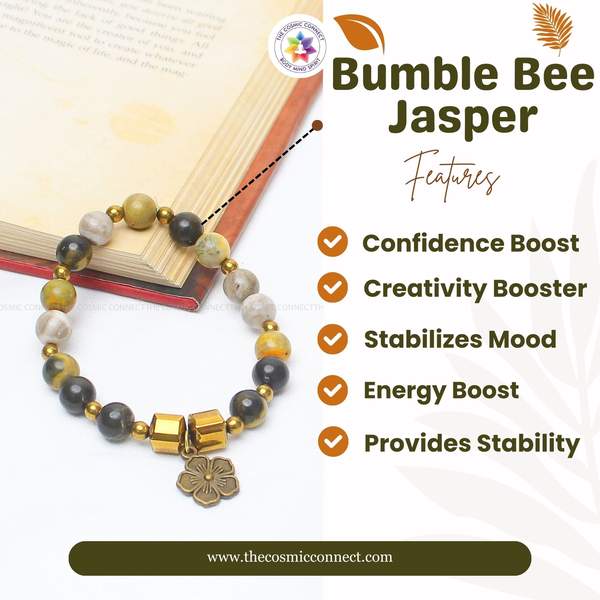 Natural Bumble Bee Jasper Healing Bracelet – Ignite Confidence, Creativity 8