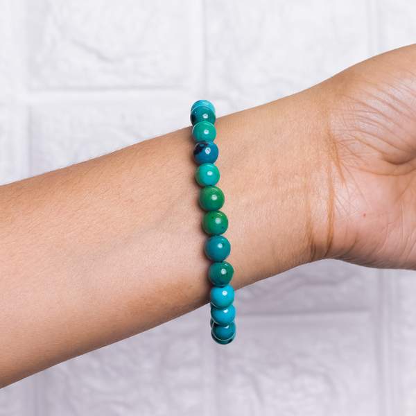 Natural Chrysocolla Healing Bracelet - Emotional Balance and Stress Relief 2