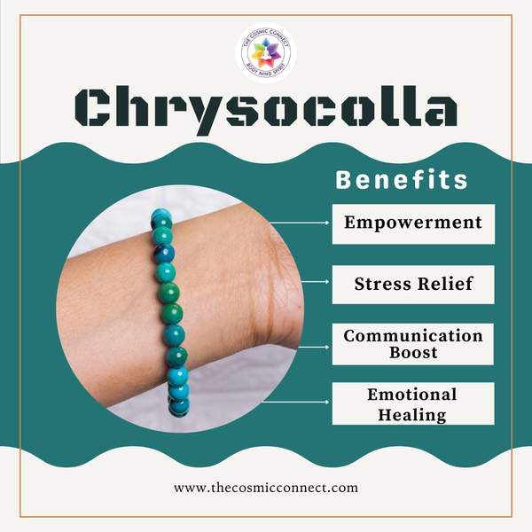 Natural Chrysocolla Healing Bracelet - Emotional Balance and Stress Relief 3