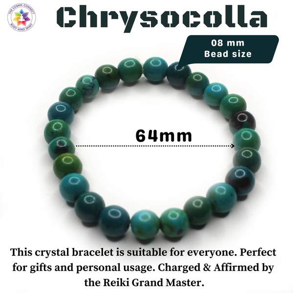 Natural Chrysocolla Healing Bracelet - Emotional Balance and Stress Relief 4
