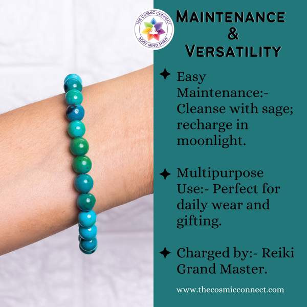 Natural Chrysocolla Healing Bracelet - Emotional Balance and Stress Relief 5