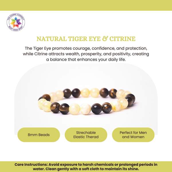 Natural Citrine and Tiger Eye Crystal Bracelet for Abundance and Confidence 2