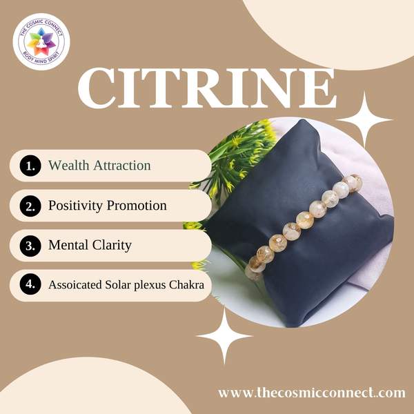 Natural Citrine Crystal Faceted Healing Bracelet - Wealth and Abundance 2